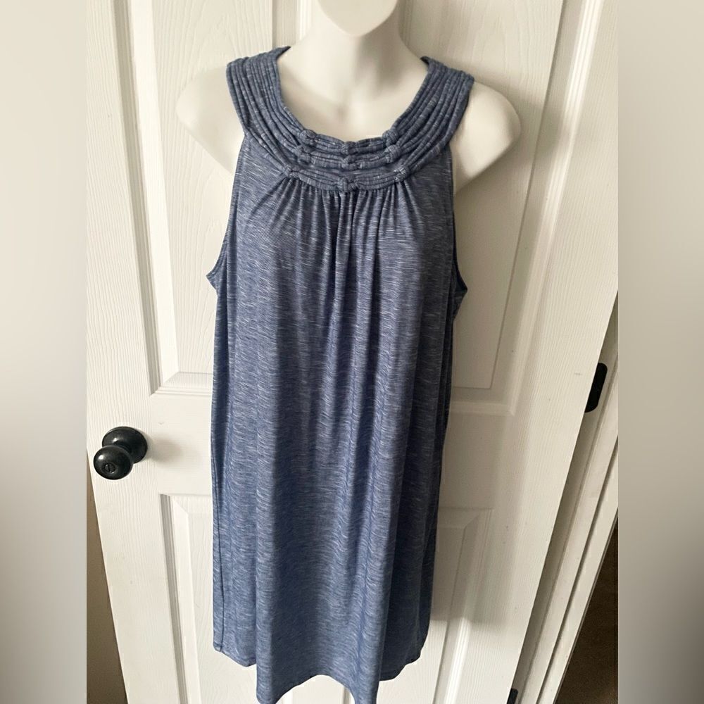 Max Studio Blue Sleeveless Flowy Dress With Rope Neck Size S